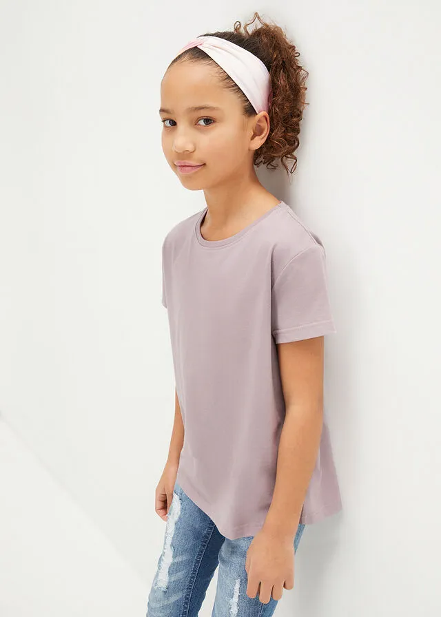 Camiseta de algodón orgánico para niñas (3 unidades) marrón+negro